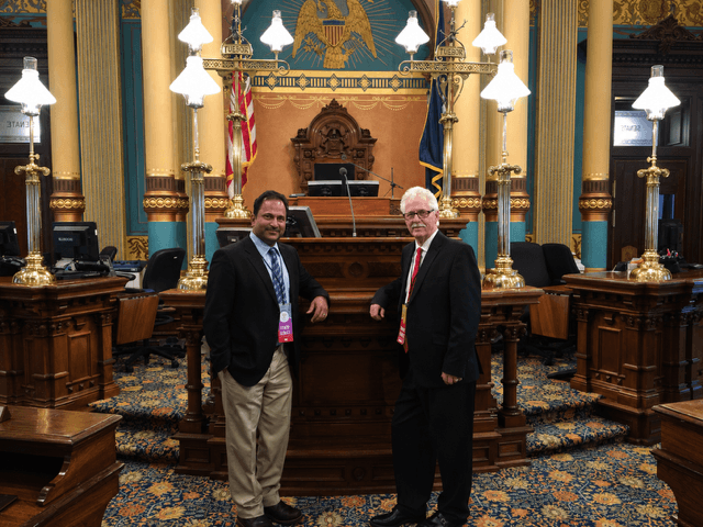Dr. Vijay Kumar attending the State of the State Address at the Michigan State Capitol