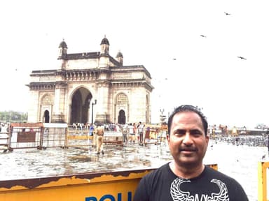 Gateway of India monument in Mumbai at Apollo Bunder overlooking the Arabian Sea